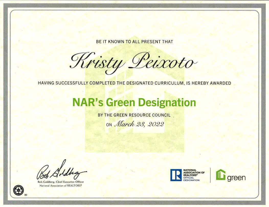 NARs Green Designation Kristy Peixoto